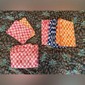 West Elm Twin Checker Sheet Set W/ Extra Pillowcase and 2 Extra Top Sheets